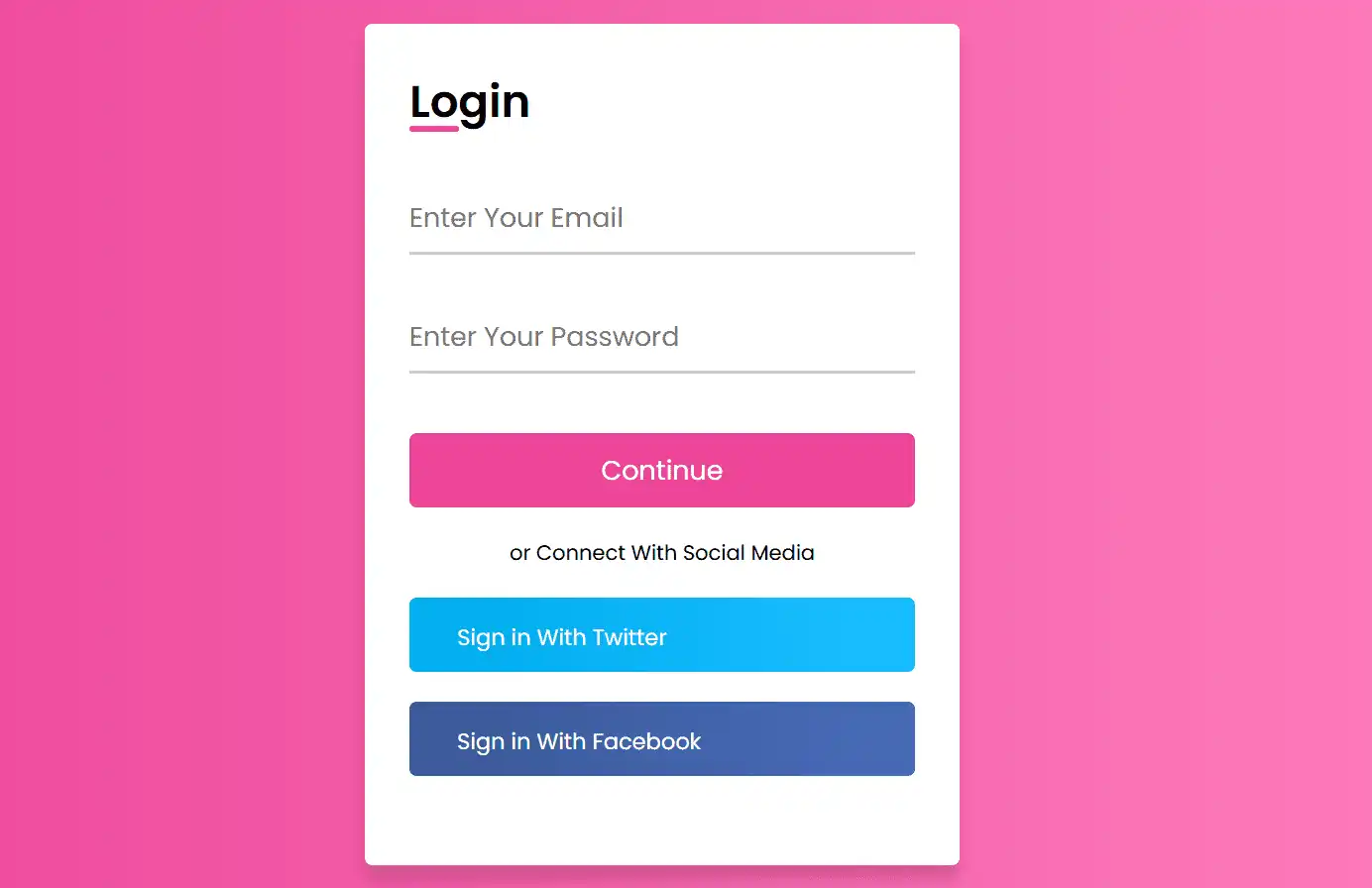 粉红简洁好看html+css登录表单