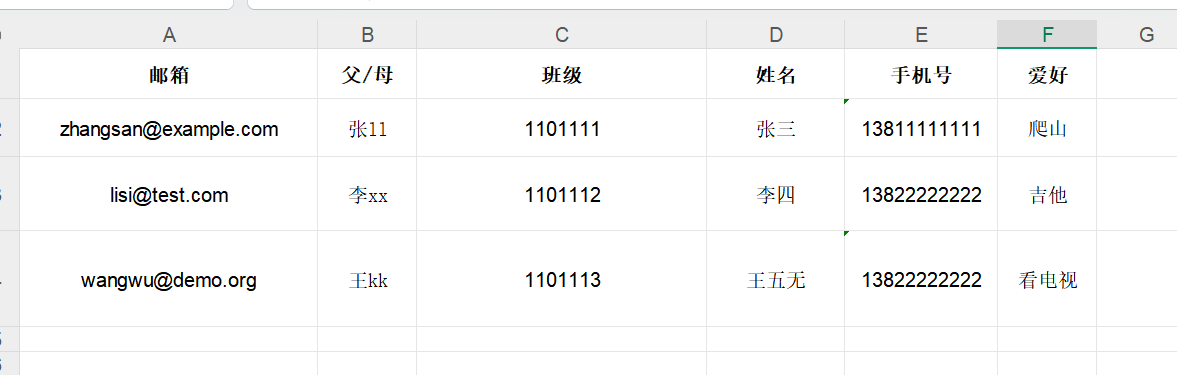 示例Excel数据(原始)