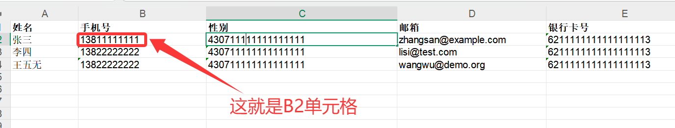 设置脱敏范围示例(B2-B10000)